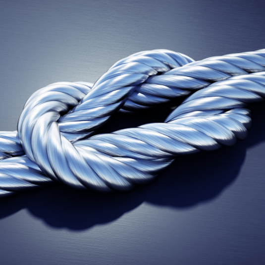 2 Wire ropes knotted together.