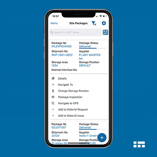 Abbildung der Materialverfolgung in der Material Management App