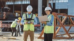 digitale Baudokumentation, Anlagenbauprofis auf Baustelle